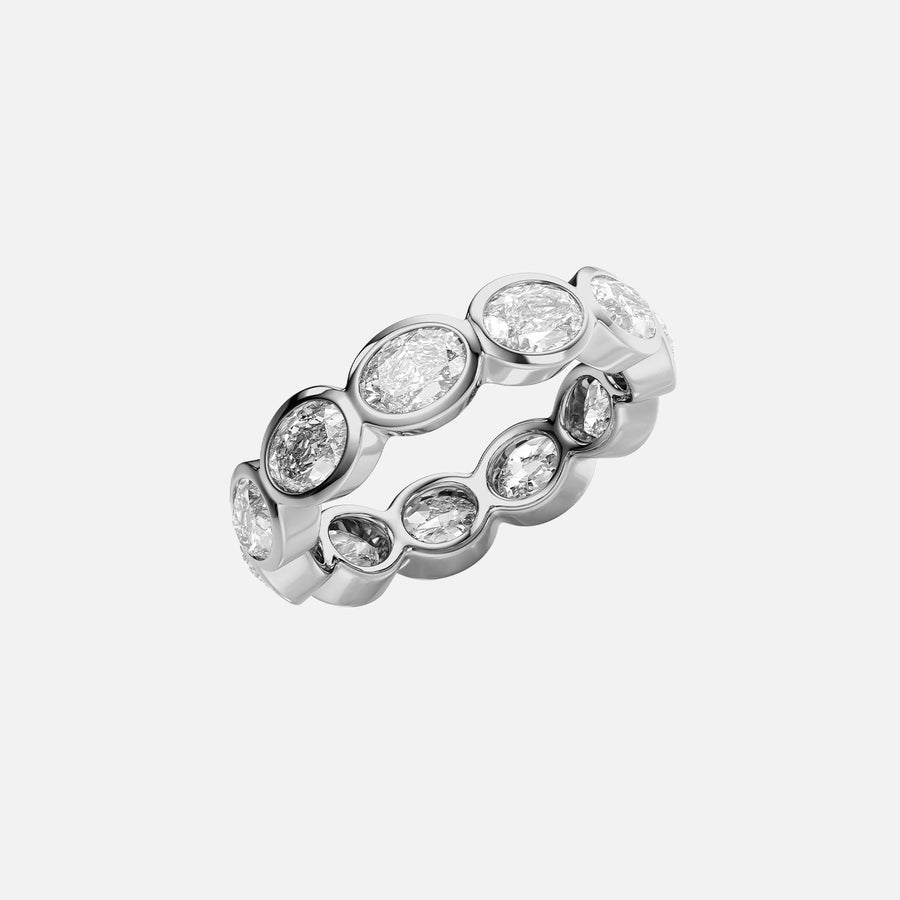  East West Oval Bezel Eternity Ring 14k White Gold 3 3 002