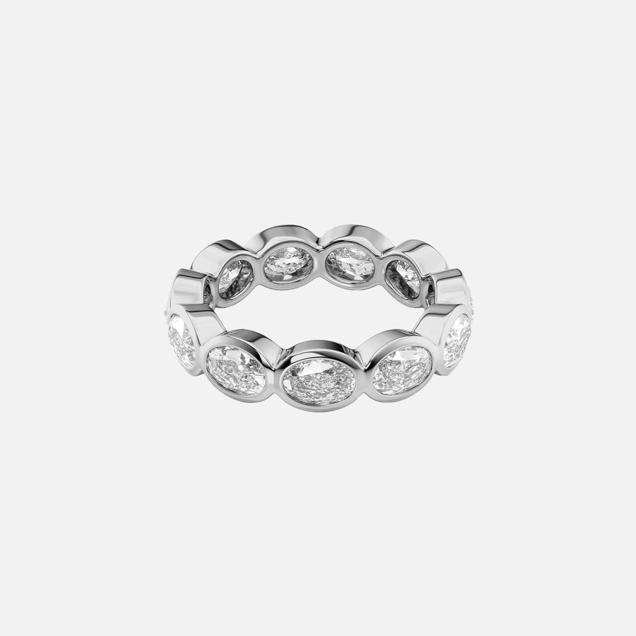  East West Oval Bezel Eternity Ring 18k White Gold 3 3 001