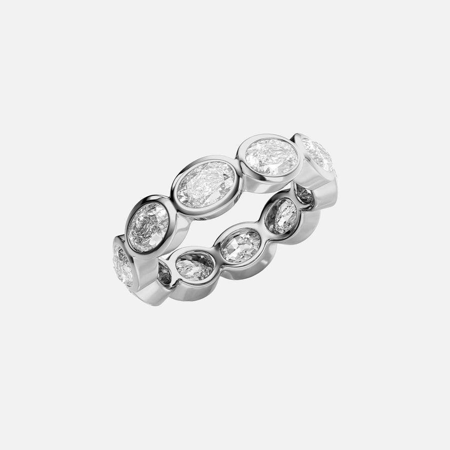  East West Oval Bezel Eternity Ring 18k White Gold 4 0 002