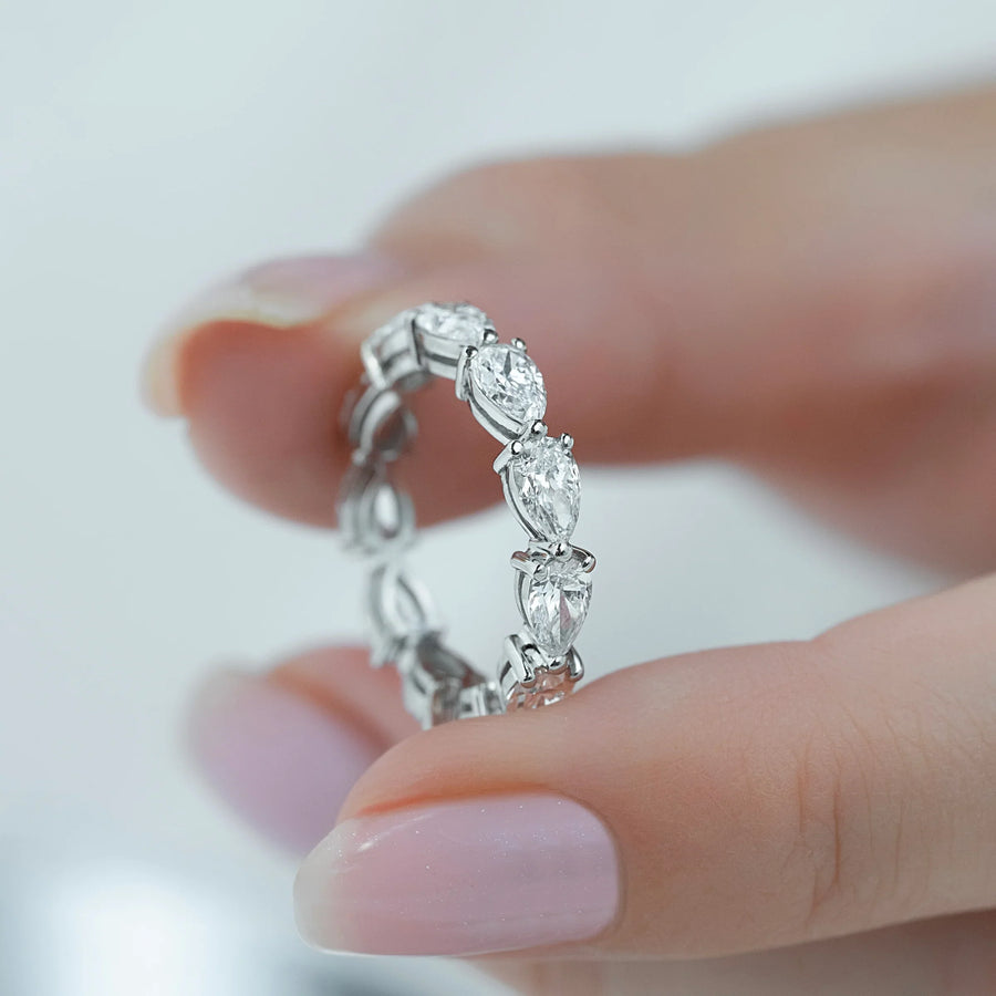  East West Pear Eternity Ring 18k White Gold 3 0 003