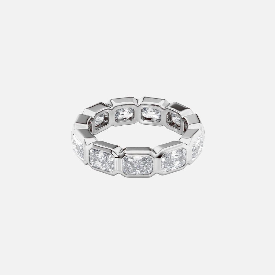  East West Radiant Bezel Eternity Ring 14k White Gold 4 5 001