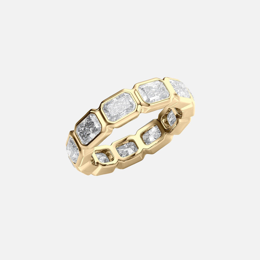  East West Radiant Bezel Eternity Ring 18k Yellow Gold 4 5 002