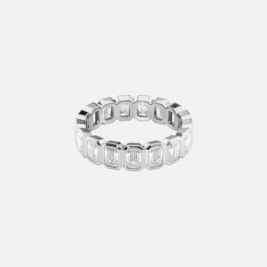  Emerald Bezel Eternity Ring 18k White Gold 3 5 001