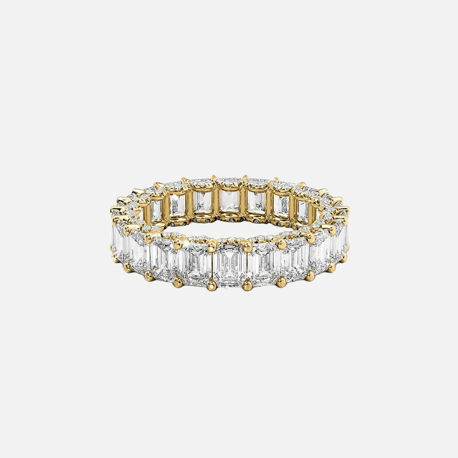  Emerald U Pave Prong Eternity Ring 14k Yellow Gold 5 8 001
