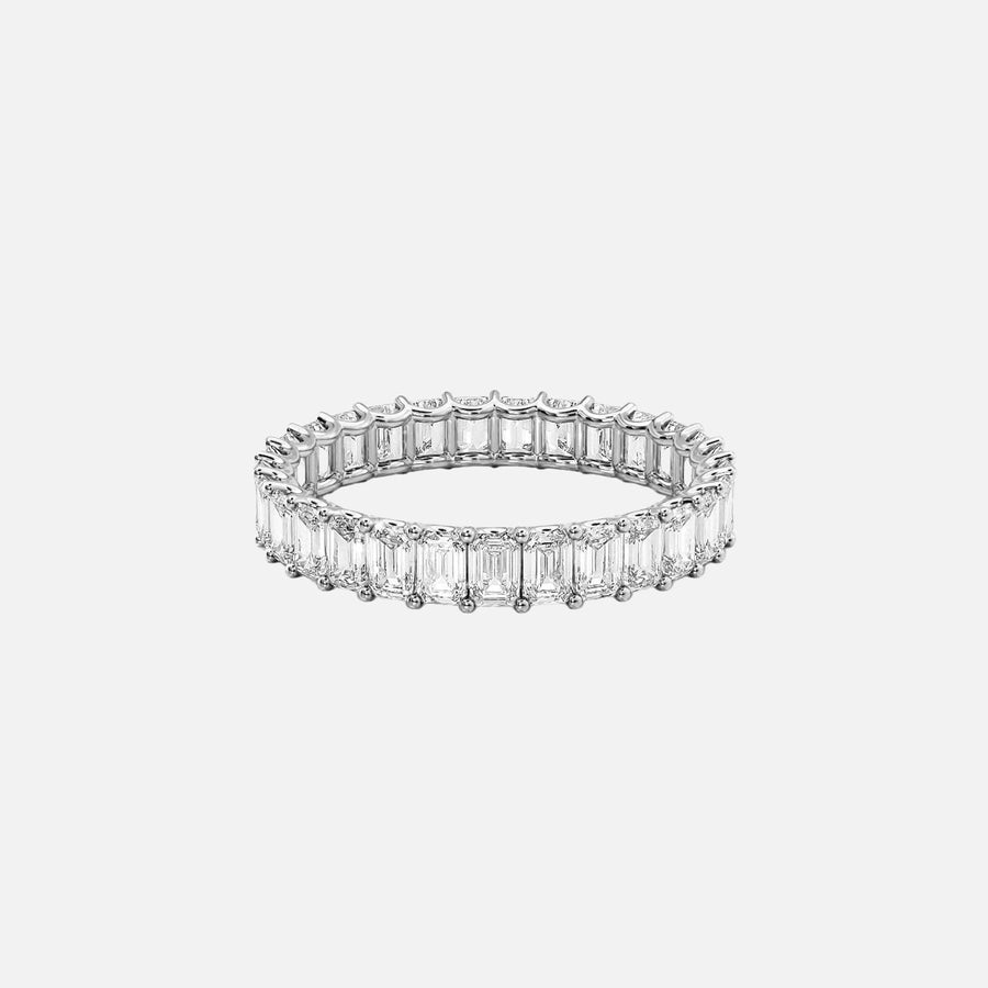  Emerald U Prong Eternity Ring 14k White Gold 3 0 001