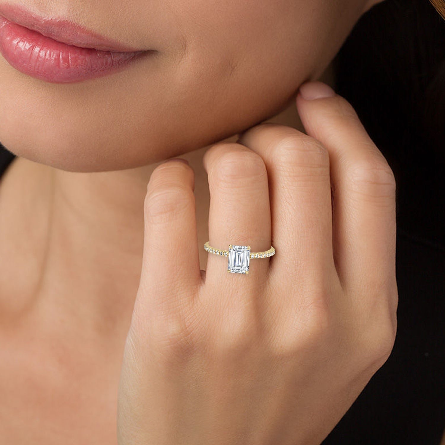 The Pave Gratia Emerald Moissanite Ring - KNT - Engagement Rings, Wedding Bands & Fine Jewelry