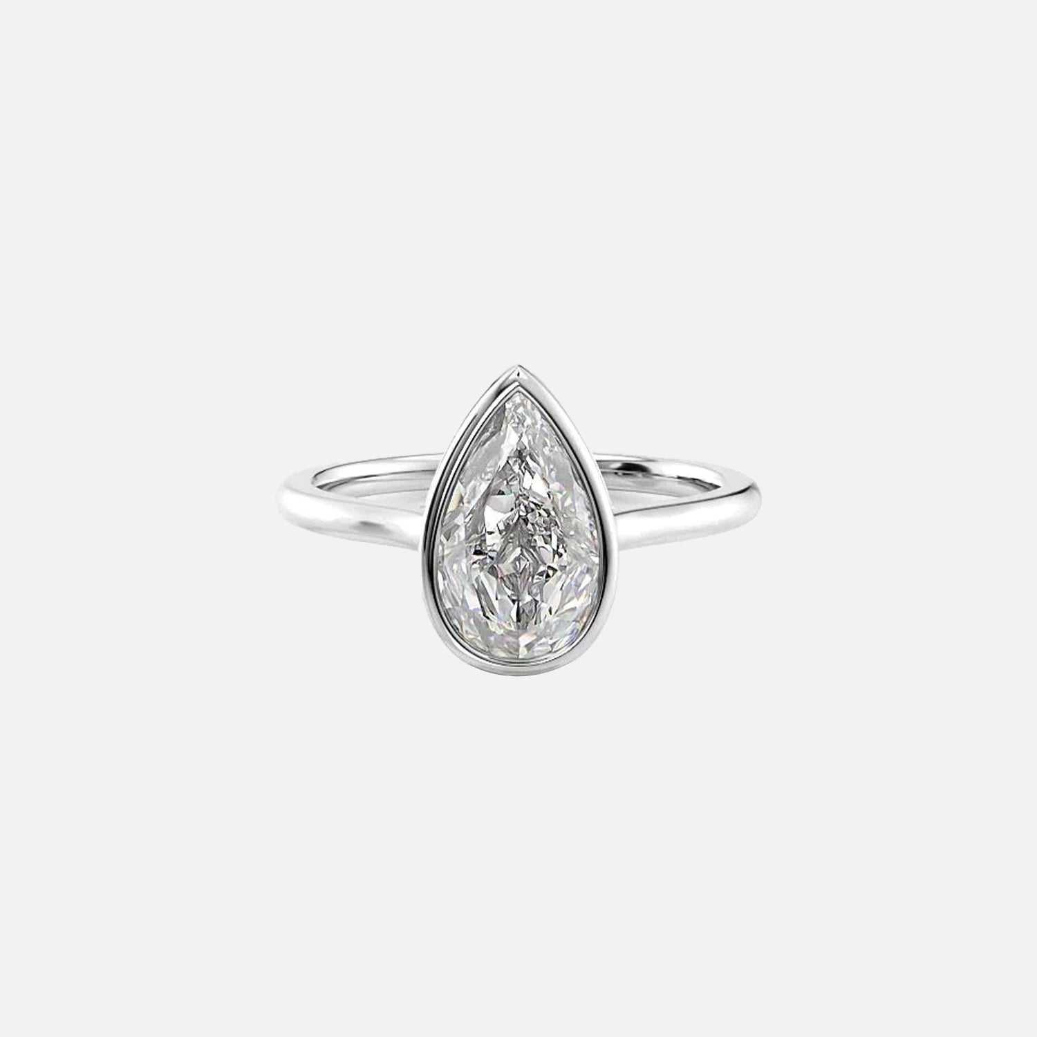 The Bezel Helena Pear Solitaire Moissanite Ring - KNT - Engagement Rings, Wedding Bands & Fine Jewelry