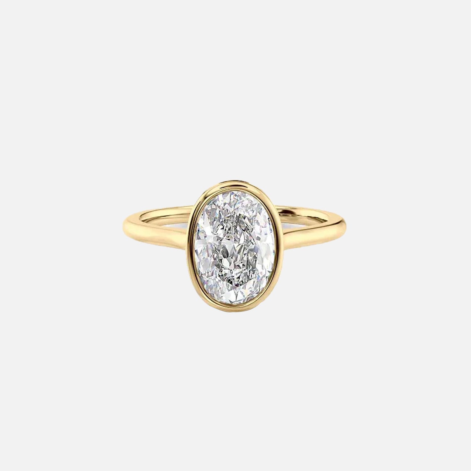 The Bezel Helena Oval Solitaire Moissanite Ring - KNT - Engagement Rings, Wedding Bands & Fine Jewelry