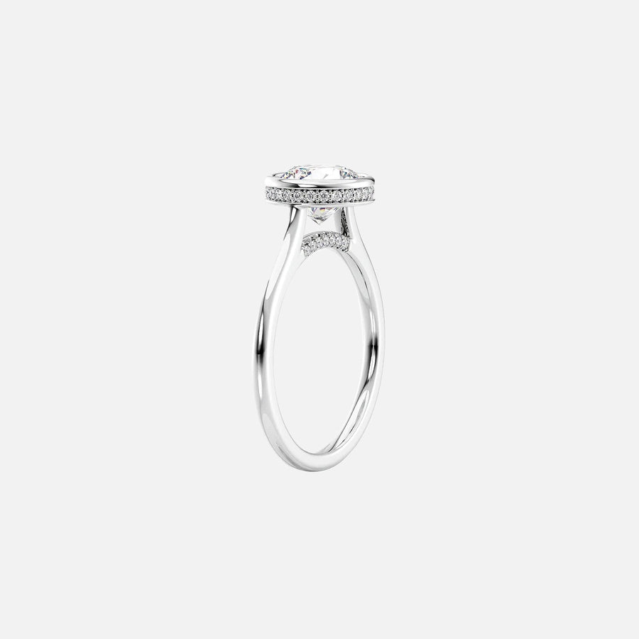 The Bezel Helena Cushion Solitaire Moissanite Ring - KNT - Engagement Rings, Wedding Bands & Fine Jewelry