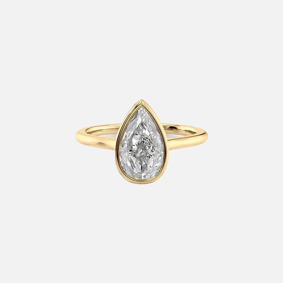 The Bezel Helena Pear Solitaire Moissanite Ring - KNT - Engagement Rings, Wedding Bands & Fine Jewelry