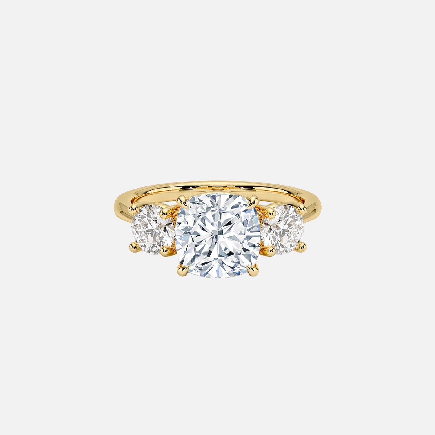 The Three Stone Luna Cushion Moissanite Ring - KNT - Engagement Rings, Wedding Bands & Fine Jewelry