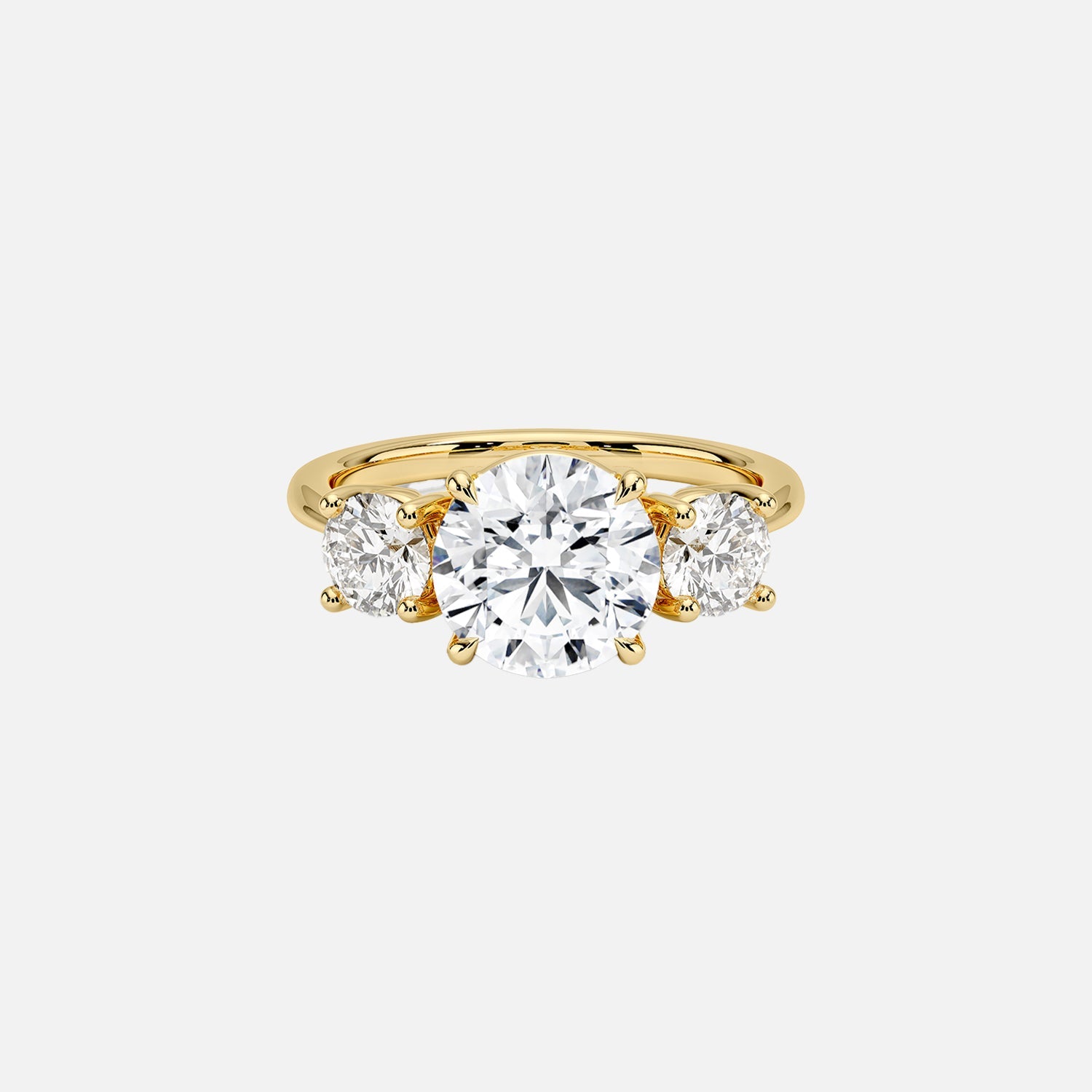 The Three Stone Luna Round Moissanite Ring - KNT - Engagement Rings, Wedding Bands & Fine Jewelry