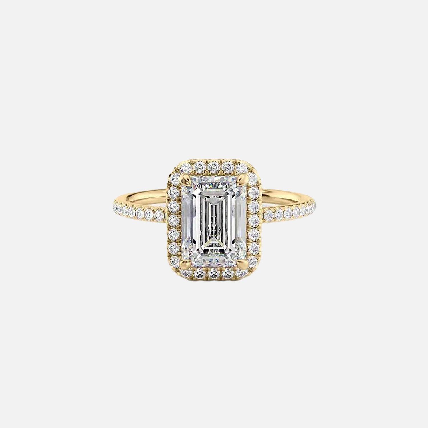 The Halo Michelle Emerald Pave Moissanite Ring - KNT - Engagement Rings, Wedding Bands & Fine Jewelry