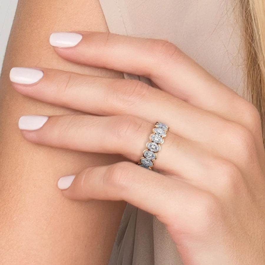  Oval Half Bezel Eternity Ring 18k Rose Gold 4 5 002
