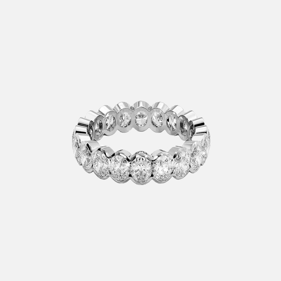  Oval Half Bezel Eternity Ring 18k White Gold 3 0 001