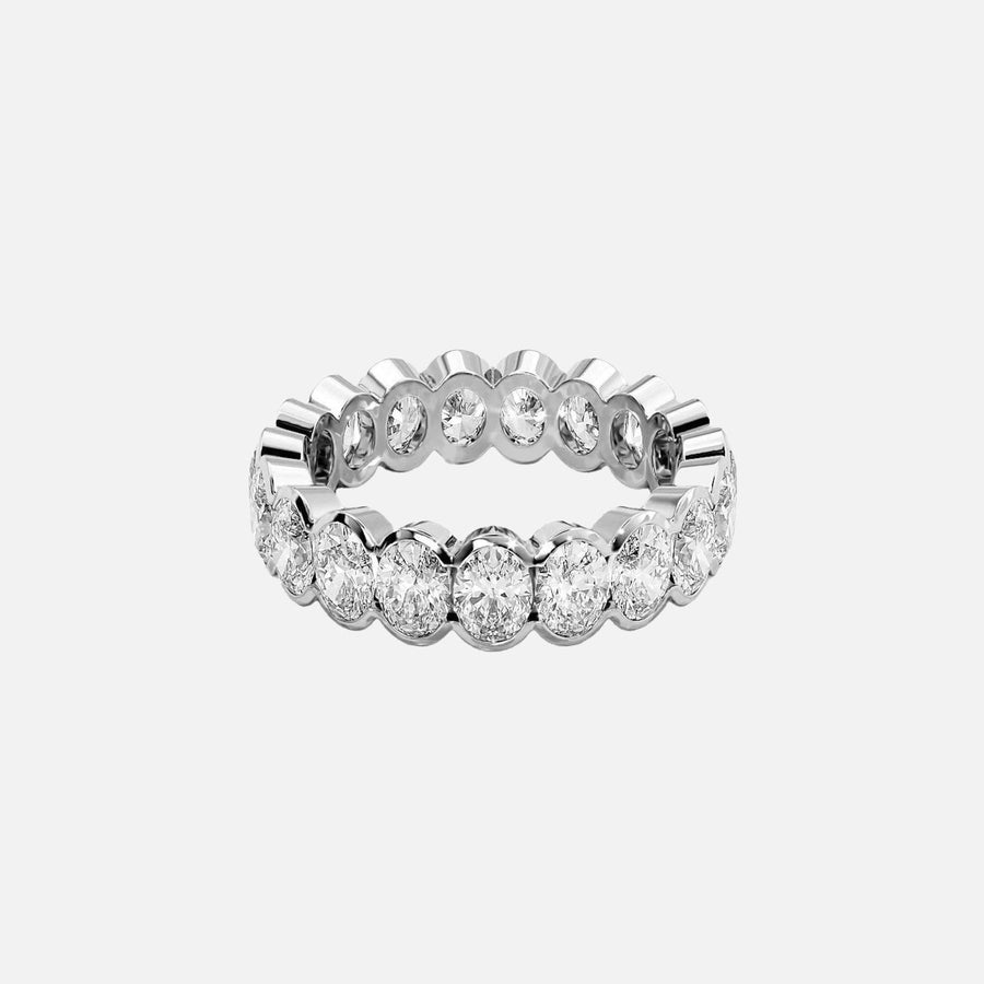  Oval Half Bezel Eternity Ring 18k White Gold 4 0 001
