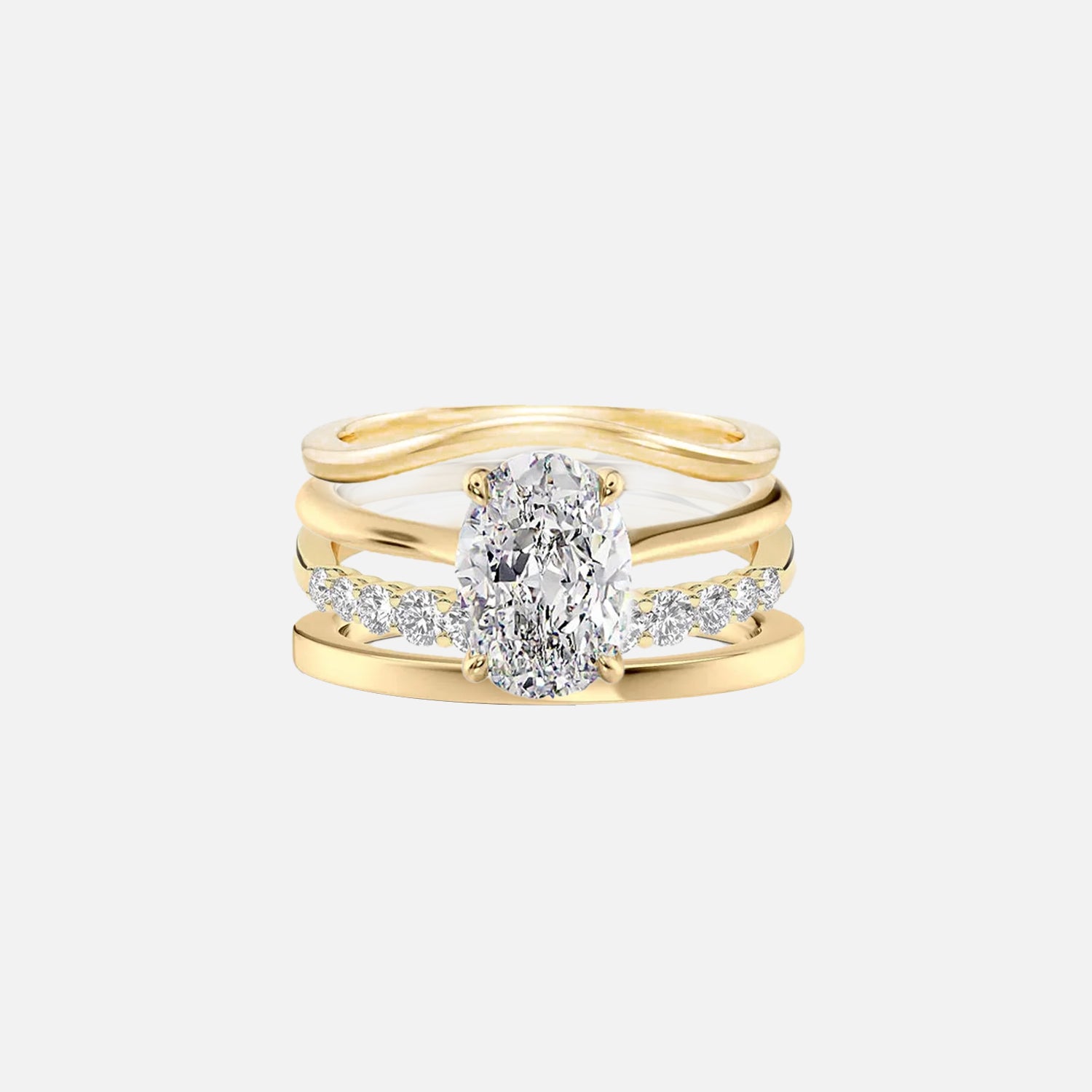 Oval Solitaire Glamour & Alisha Ring Stack - KNT - Engagement Rings, Wedding Bands & Fine Jewelry