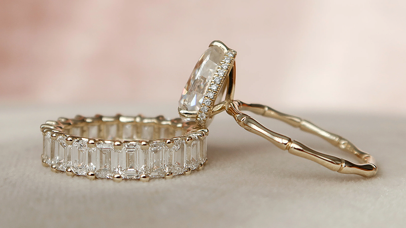 Pear Shaped Moissanite Ring Set