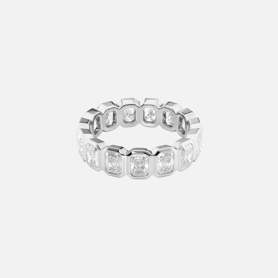  Radiant Bezel Eternity Ring 18k White Gold 3 0 001