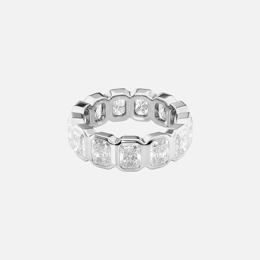  Radiant Bezel Eternity Ring 18k White Gold 5 0 001