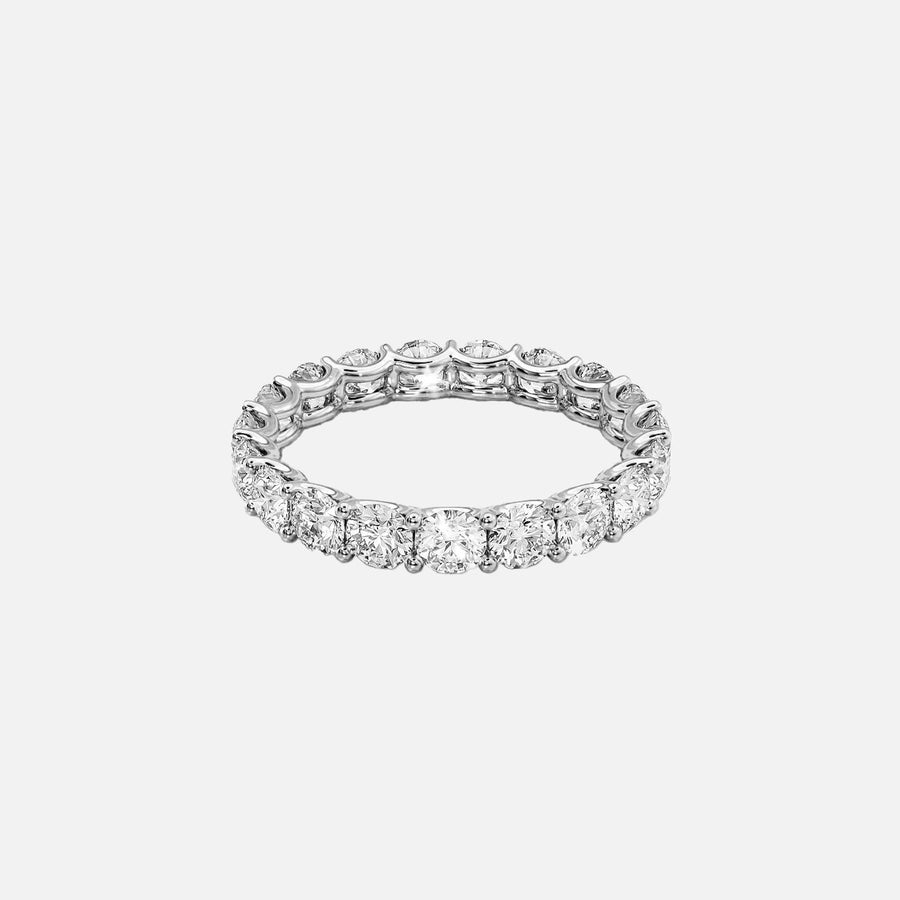  Round U Prong Eternity Ring 18k White Gold 2 5 001