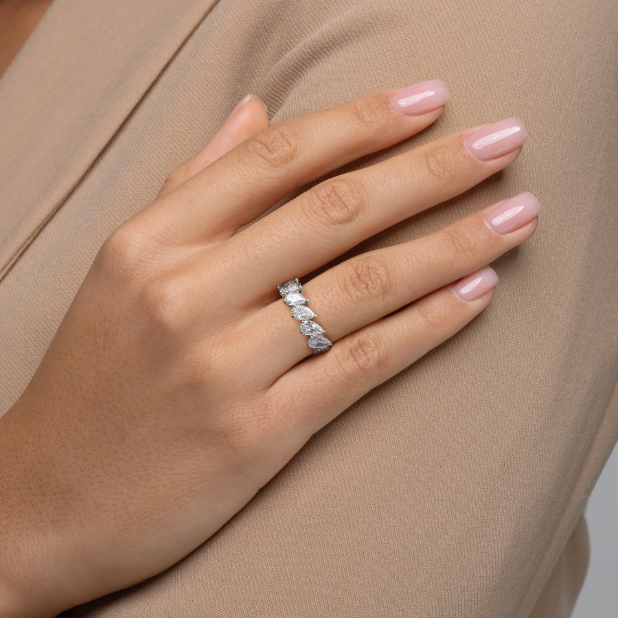  Slanted Pear Eternity Ring 18k White Gold 4 5 003