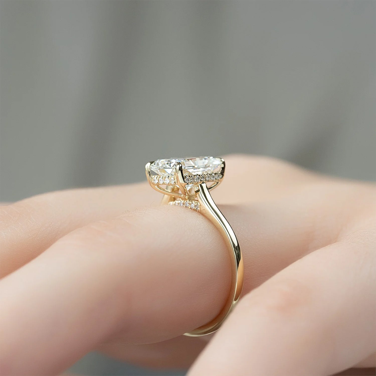 The Hidden Halo Sofia Radiant Solitaire Moissanite Ring - KNT - Engagement Rings, Wedding Bands & Fine Jewelry