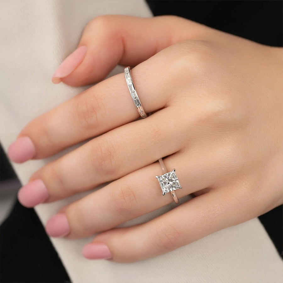The Hidden Halo Sofia Princess Solitaire Moissanite Ring - KNT - Engagement Rings, Wedding Bands & Fine Jewelry