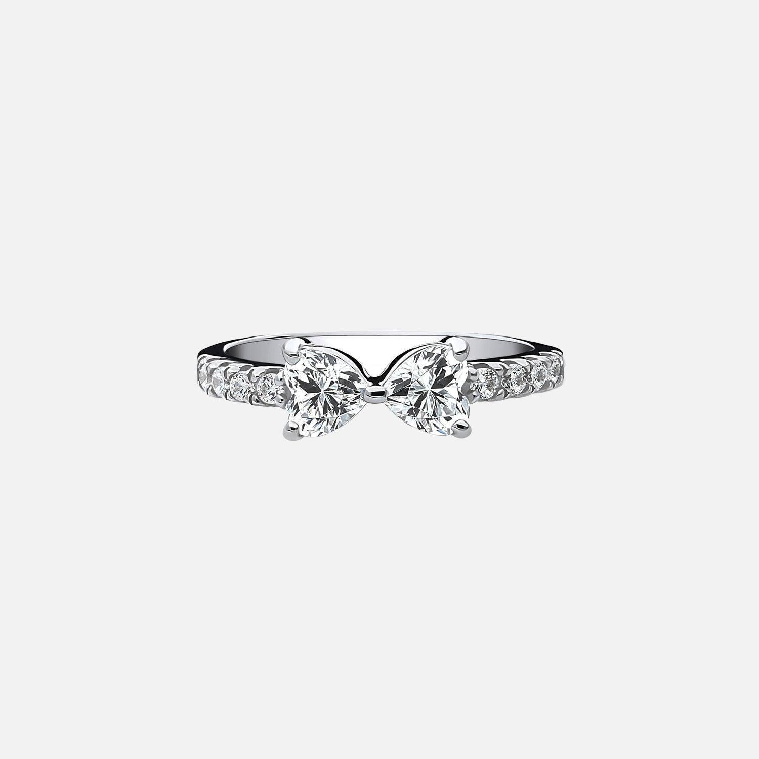 The Pave Sparkle Bow Heart Moissanite Ring - KNT - Engagement Rings, Wedding Bands & Fine Jewelry