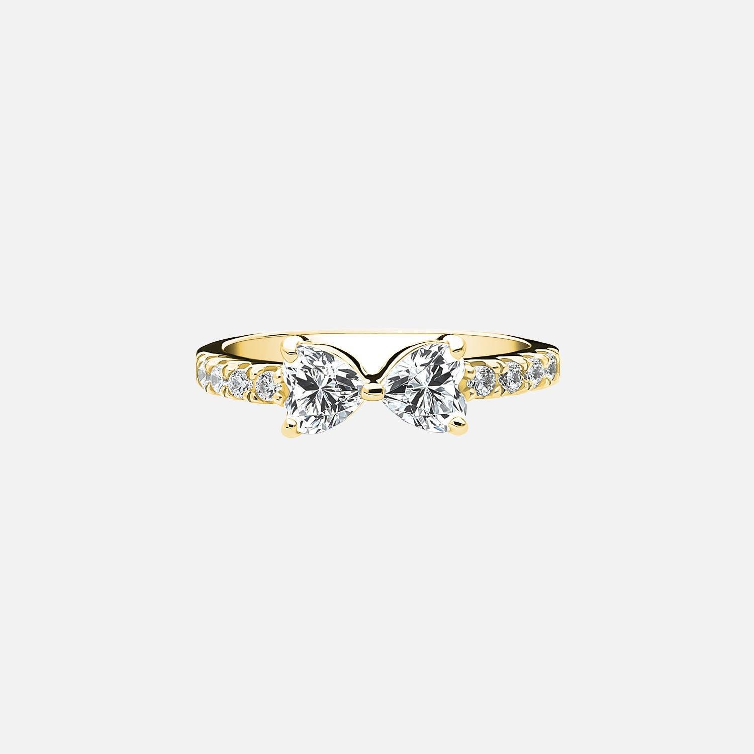 The Pave Sparkle Bow Heart Moissanite Ring - KNT - Engagement Rings, Wedding Bands & Fine Jewelry