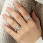 The Hidden Halo Stellar Pear Side Stone Moissanite Ring - KNT - Engagement Rings, Wedding Bands & Fine Jewelry