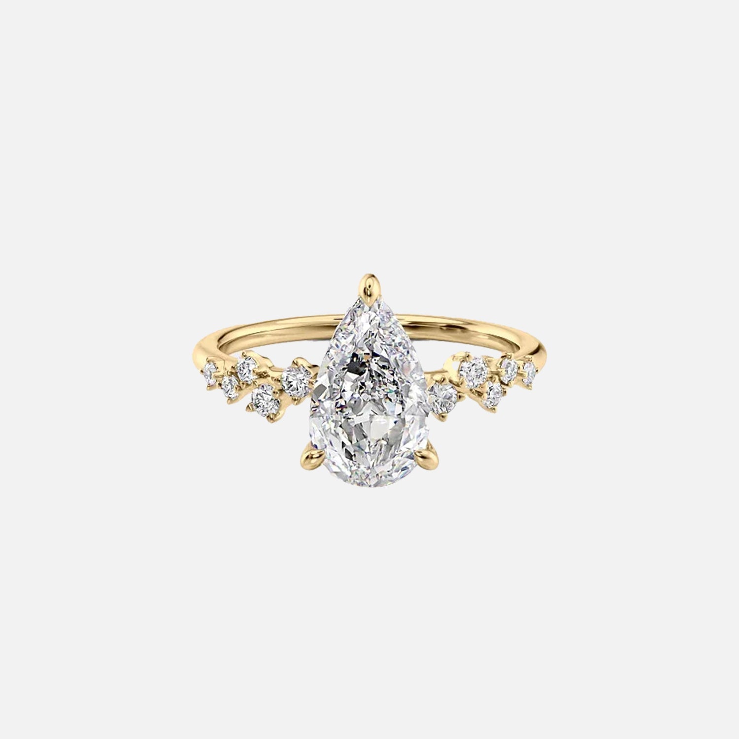 The Hidden Halo Stellar Pear Side Stone Moissanite Ring - KNT - Engagement Rings, Wedding Bands & Fine Jewelry