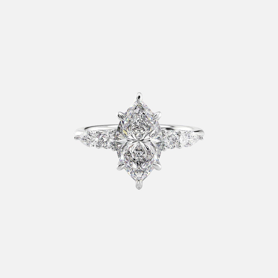  The Abigail Marquise Moissanite Ring 18k White Gold 001