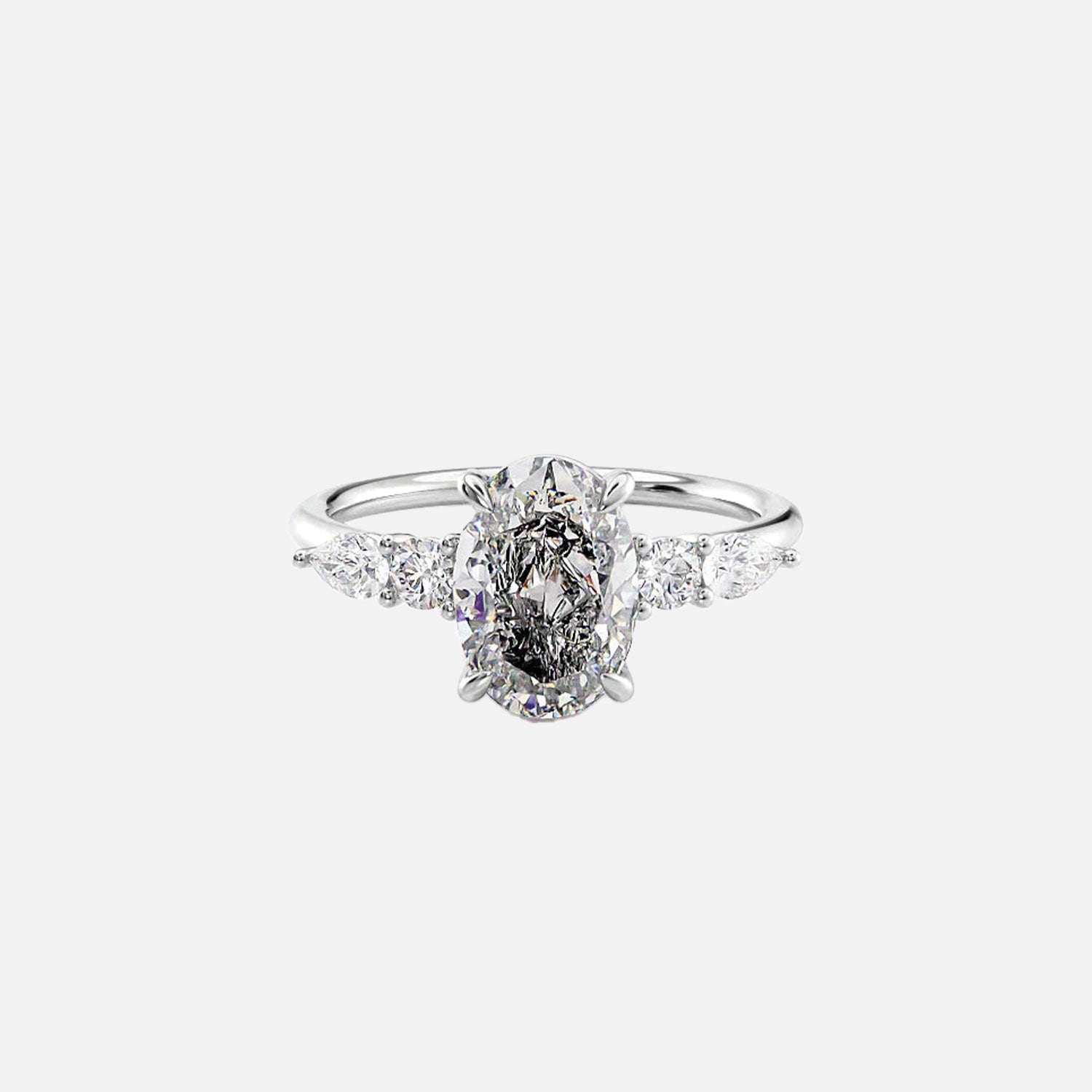  The Abigail Oval Moissanite Ring 14k White Gold 001