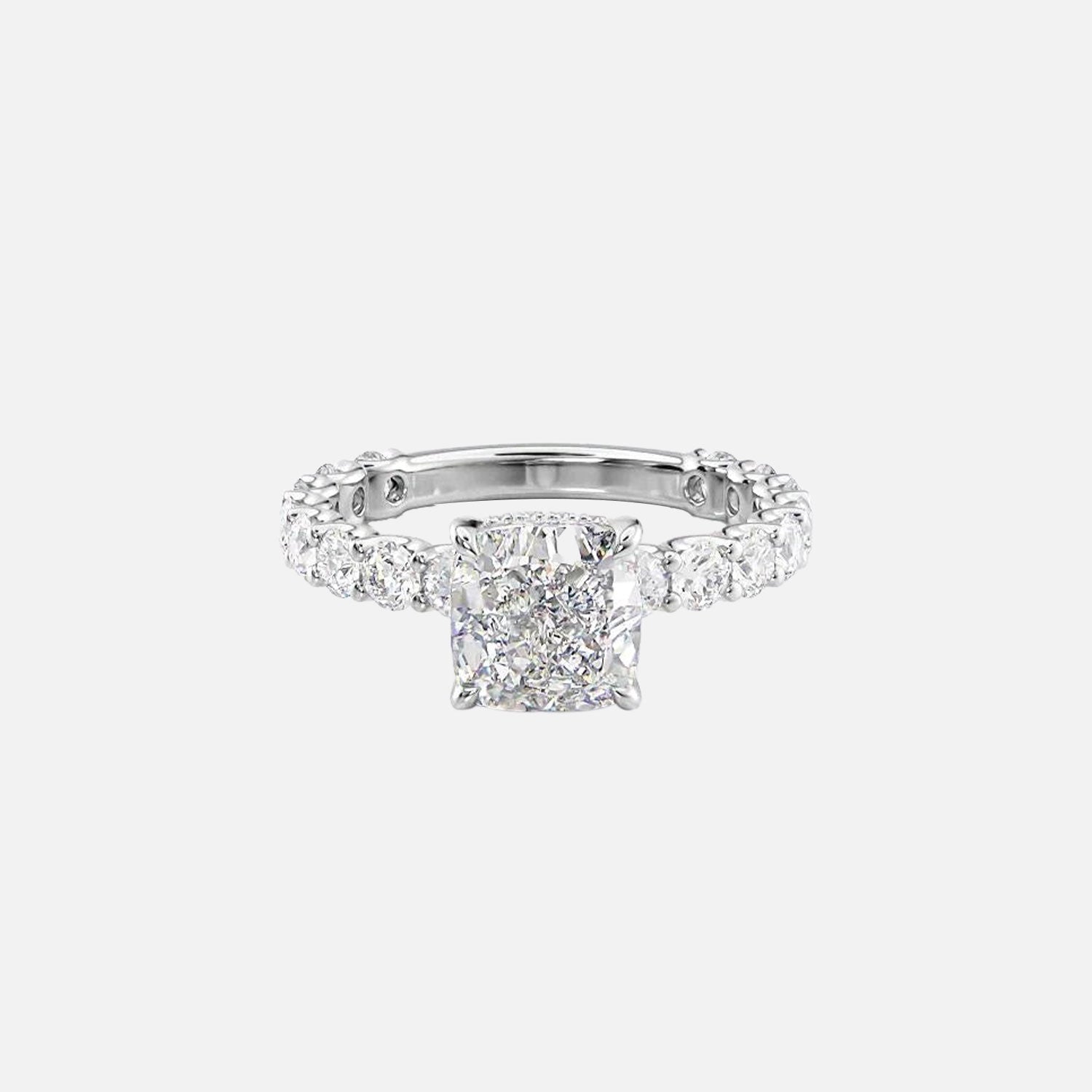  The Adelle Cushion Moissanite Ring 14k White Gold 001