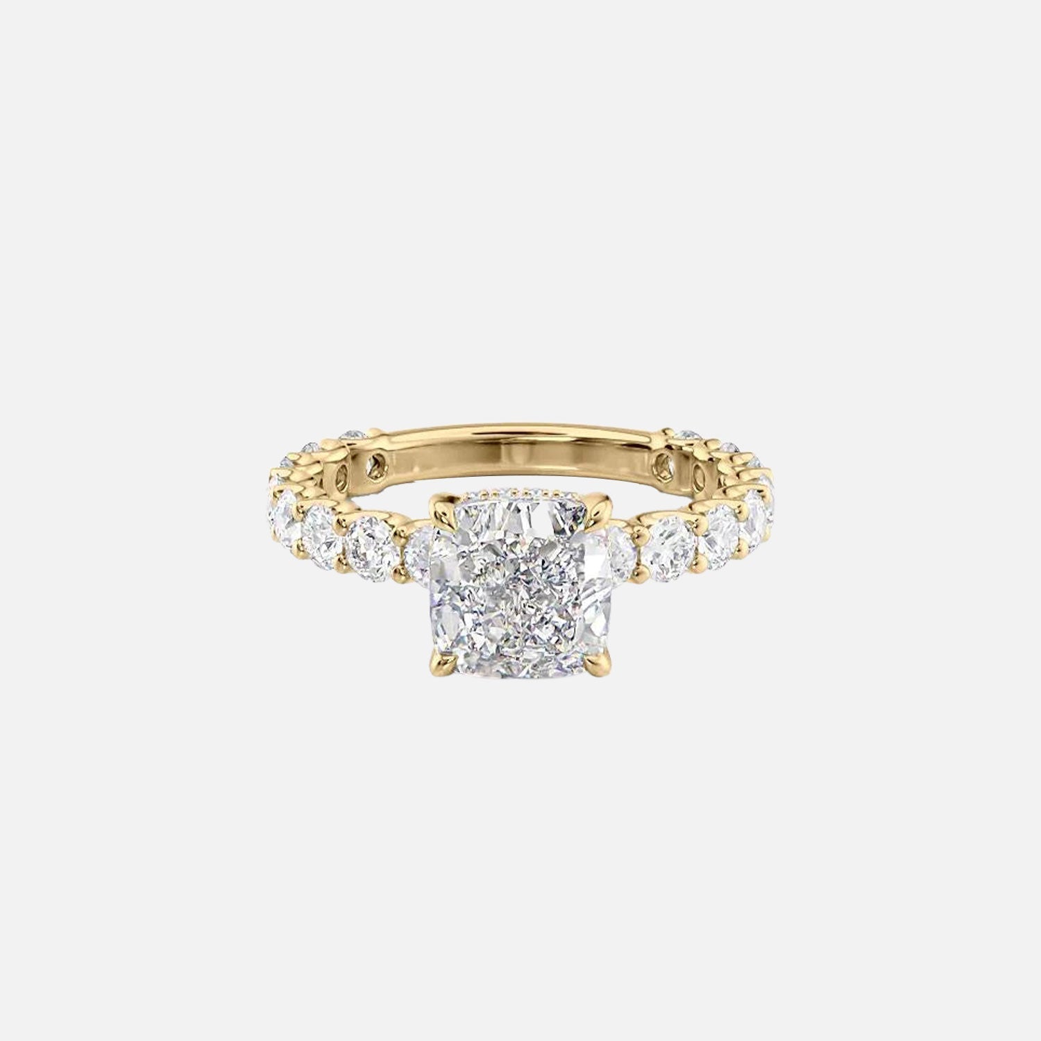 The Adelle Cushion Moissanite Ring 14k Yellow Gold 001