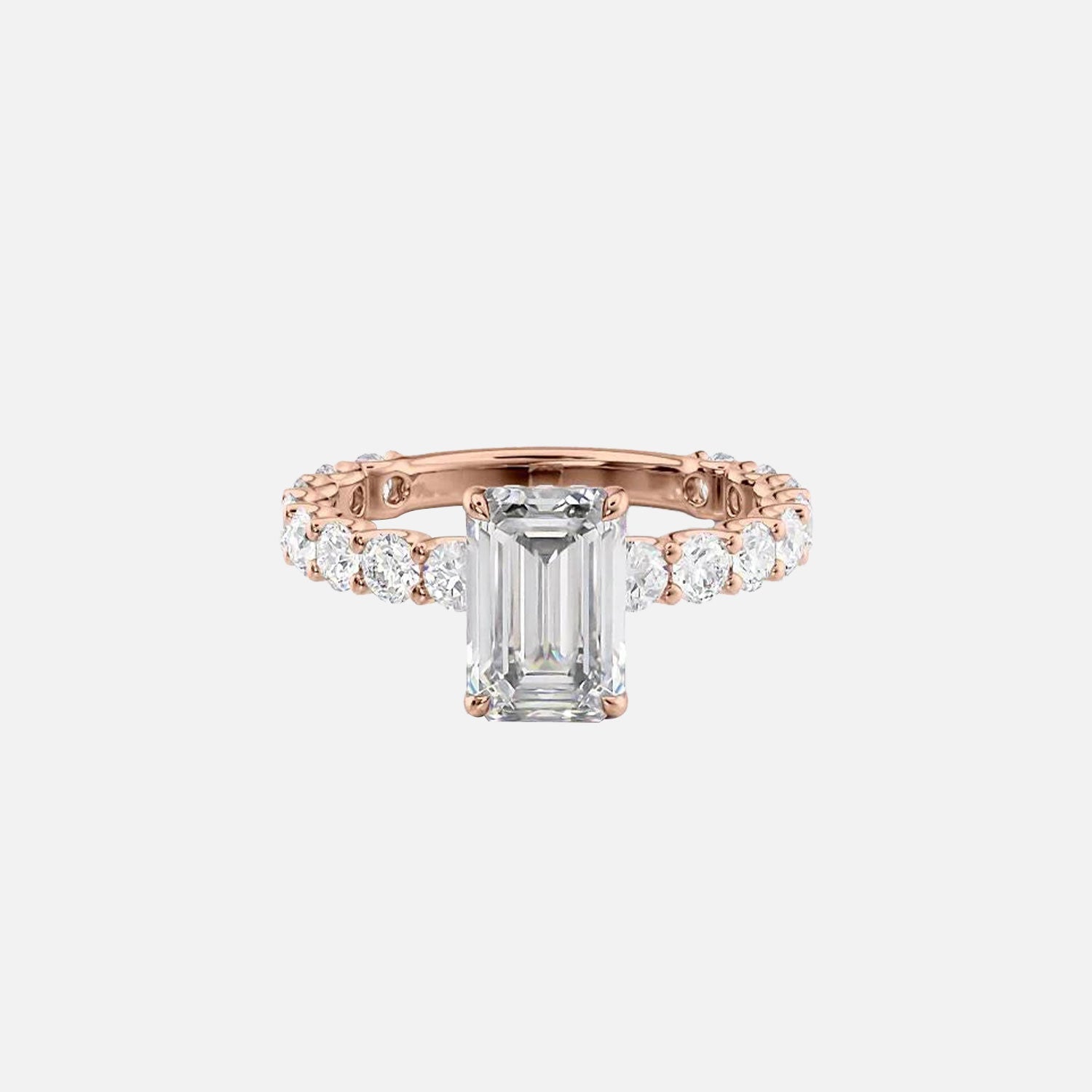  The Adelle Emerald Lab Diamond Ring 14k Rose Gold 001