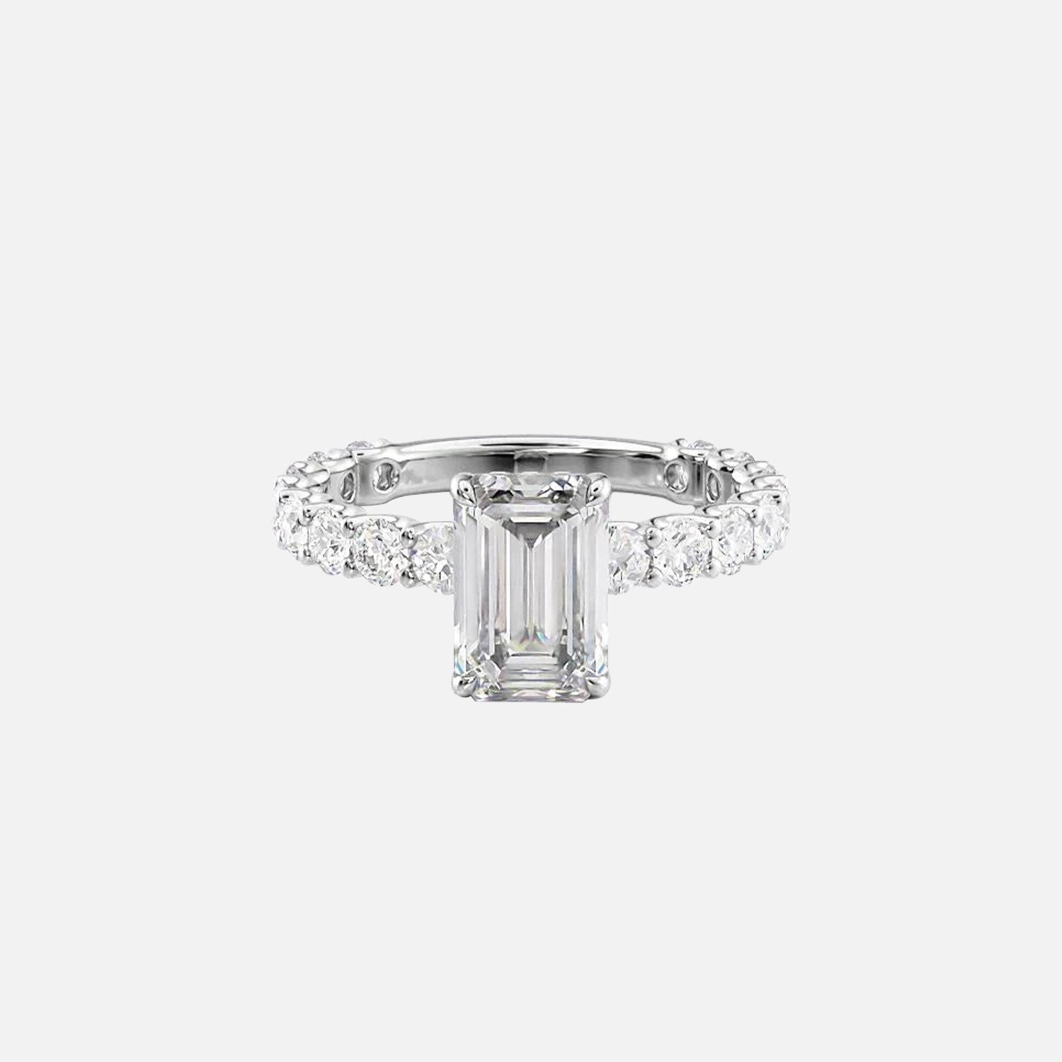  The Adelle Emerald Lab Diamond Ring 14k White Gold 001