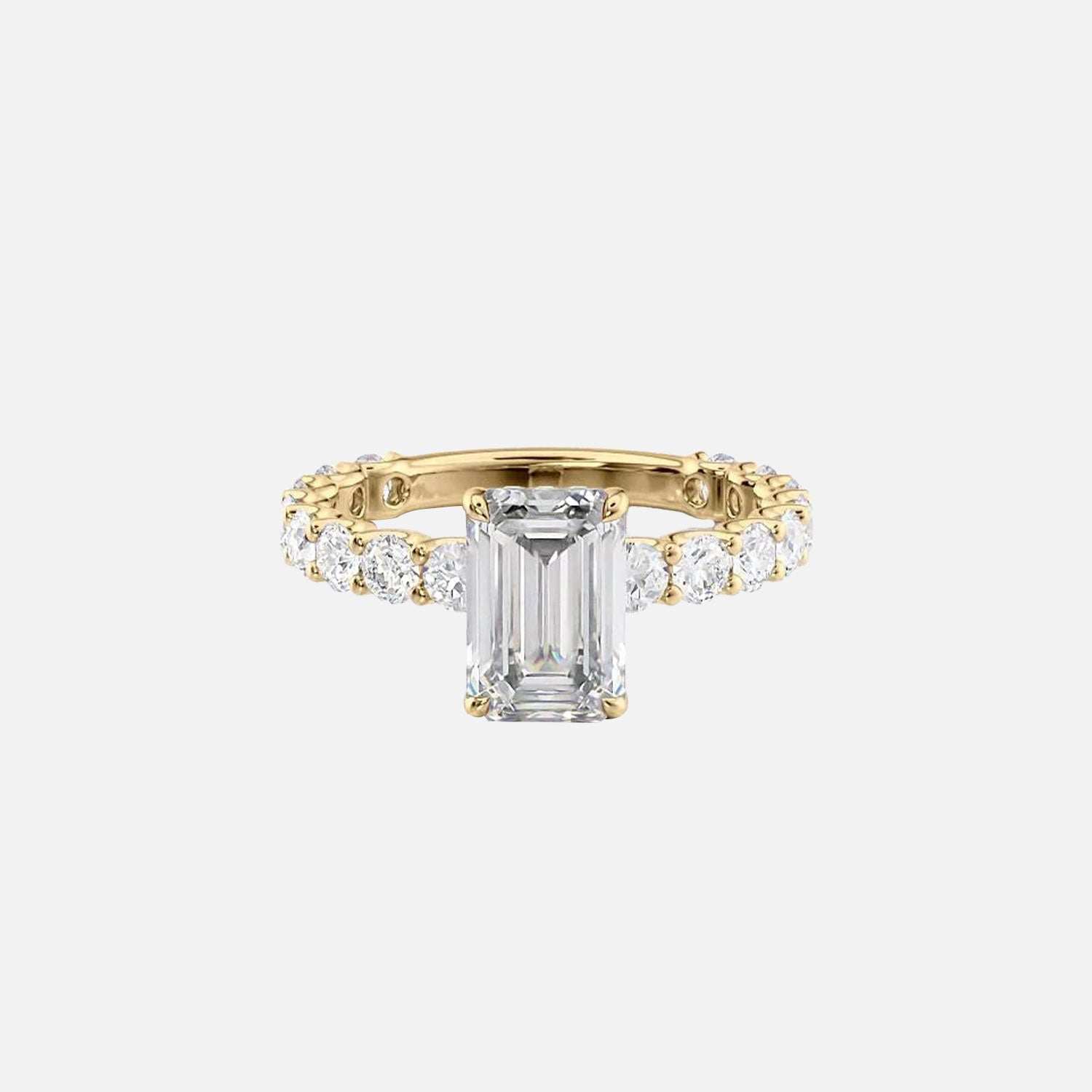 The Adelle Emerald Moissanite Ring 14k Yellow Gold 001