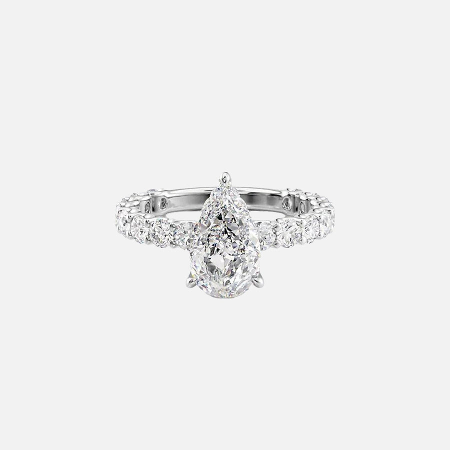  The Adelle Pear Moissanite Ring 18k White Gold 001