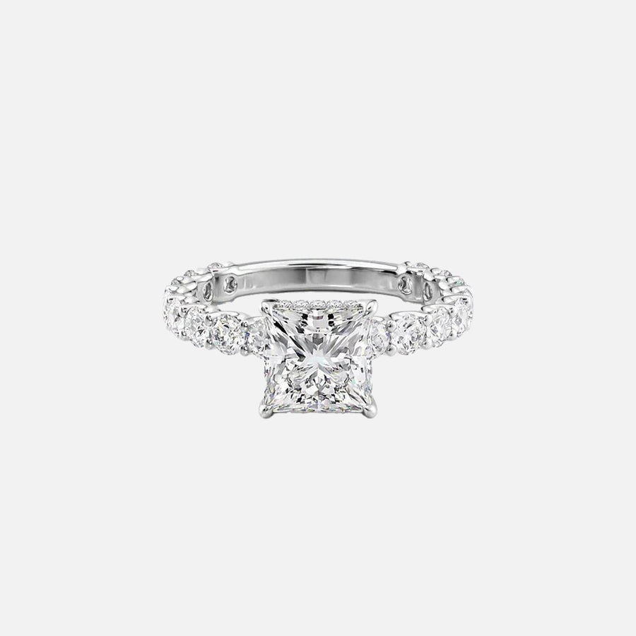  The Adelle Princess Moissanite Ring 14k White Gold 001