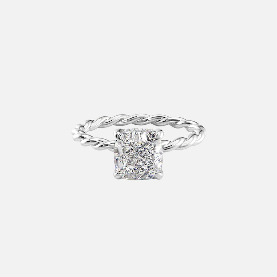  The Alice Cushion Lab Diamond Ring 14k White Gold 001