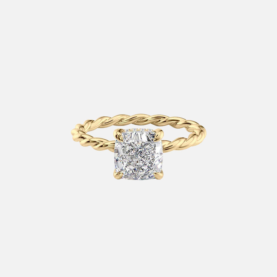 The Alice Cushion Lab Diamond Ring 14k Yellow Gold 001