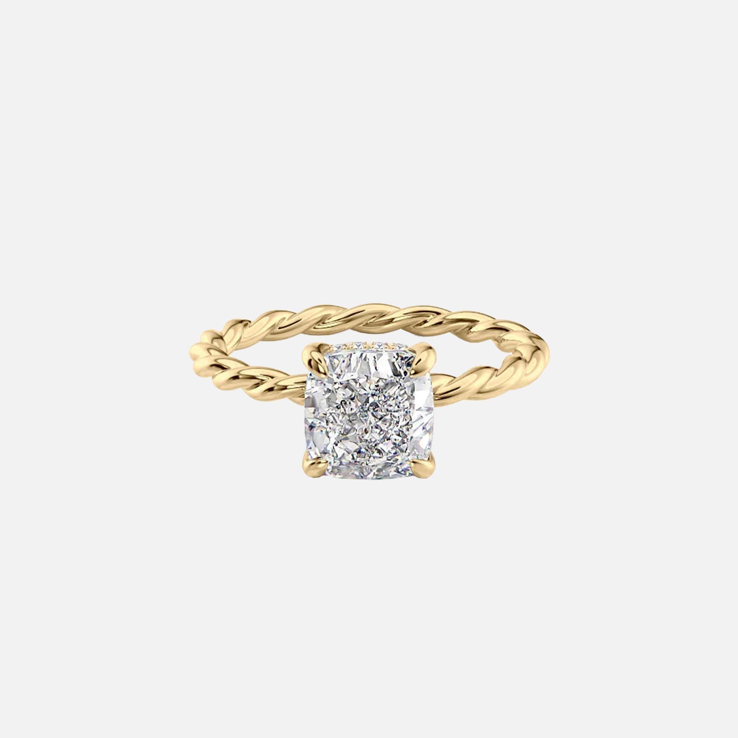 The Alice Cushion Moissanite Ring 14k Yellow Gold 001