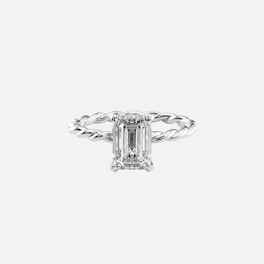  The Alice Emerald Lab Diamond Ring 14k White Gold 001