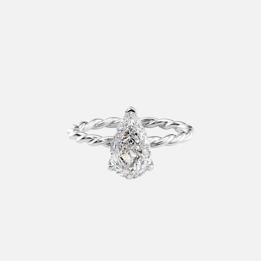  The Alice Pear Moissanite Ring 18k White Gold 001