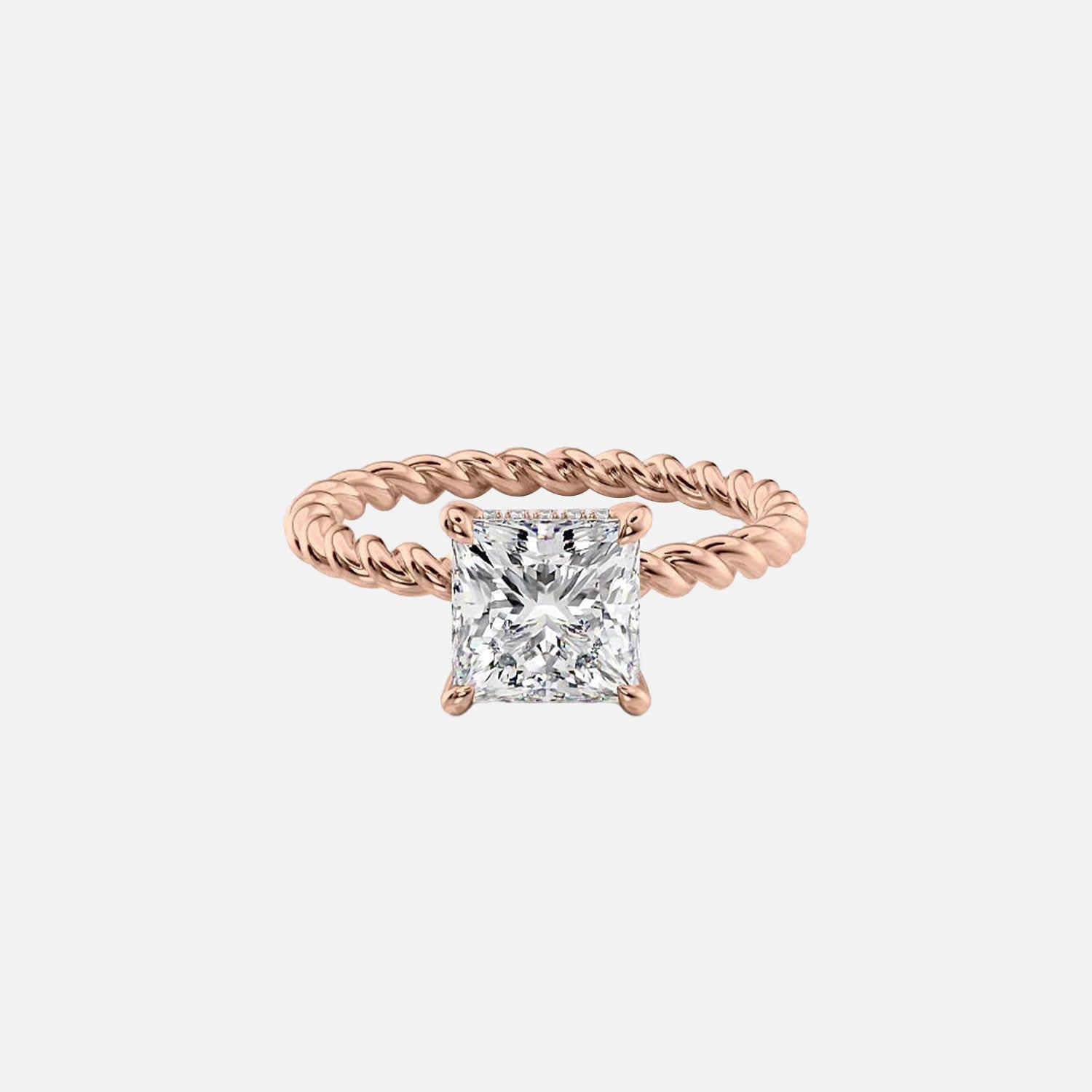  The Alice Princess Moissanite Ring 14k Rose Gold 001