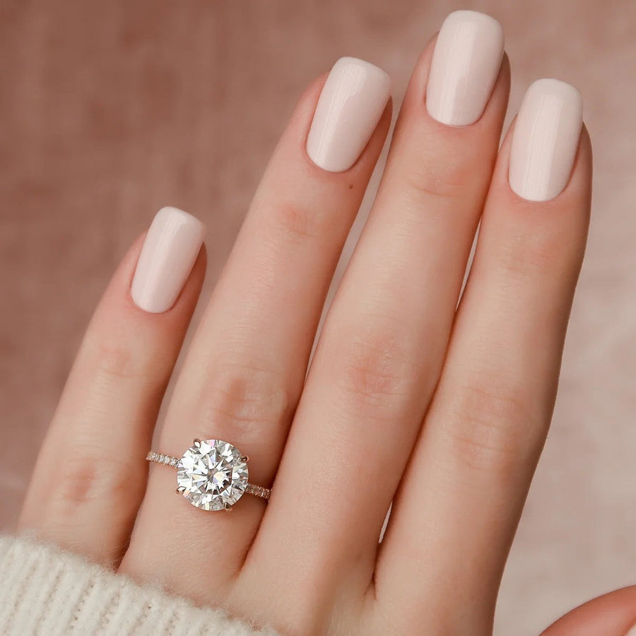  The Aline Round Moissanite Ring 14k Rose Gold 003