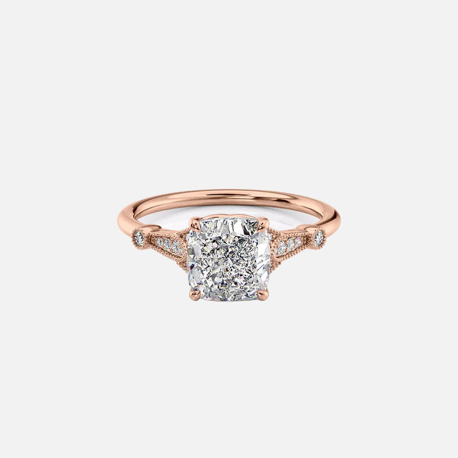  The Amber Cushion Lab Diamond Ring 14k Rose Gold 001
