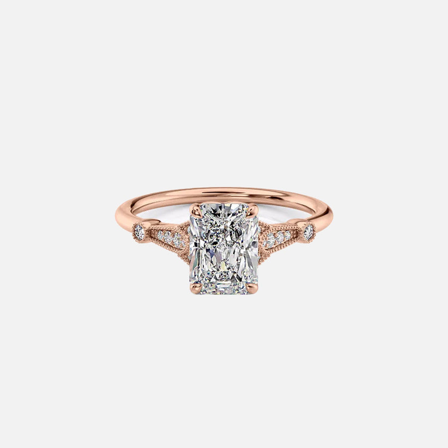  The Amber Radiant Lab Diamond Ring 14k Rose Gold 001